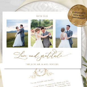 Foto, formelles Monogramm, Liebe und Dankbarkeit H Dankeskarte