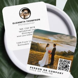 Foto Fotografy Stylish Fotograf QR Code Quadratische Visitenkarte