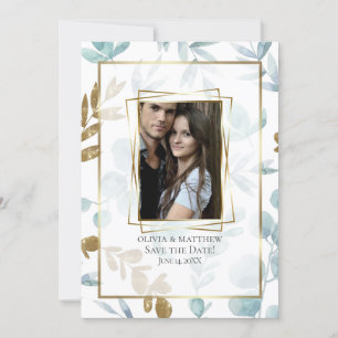 FOTO FRAME Dusty Blue Watercolor Eucalyptus Einladung