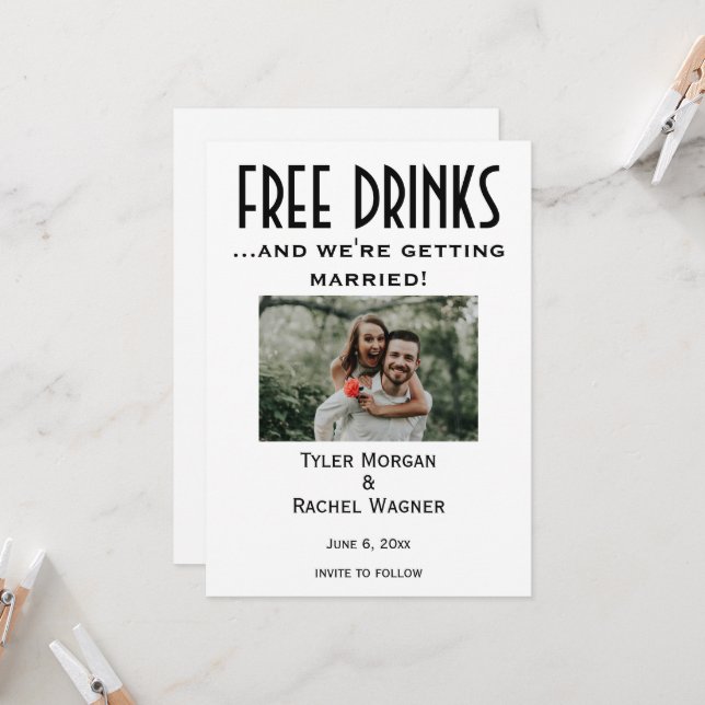 Foto "Free Drinks" Speichern Sie die Daten Einladung (Vorderseite/Rückseite Beispiel)