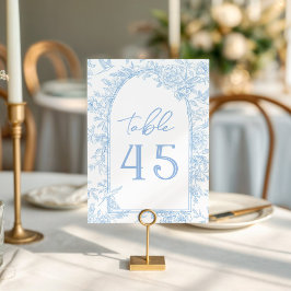 Foto French Toile Blue und White Floral Wedding Tischnummer