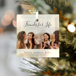 Foto-Freunde für das Leben benennen einen einzigar Ornament Aus Glas