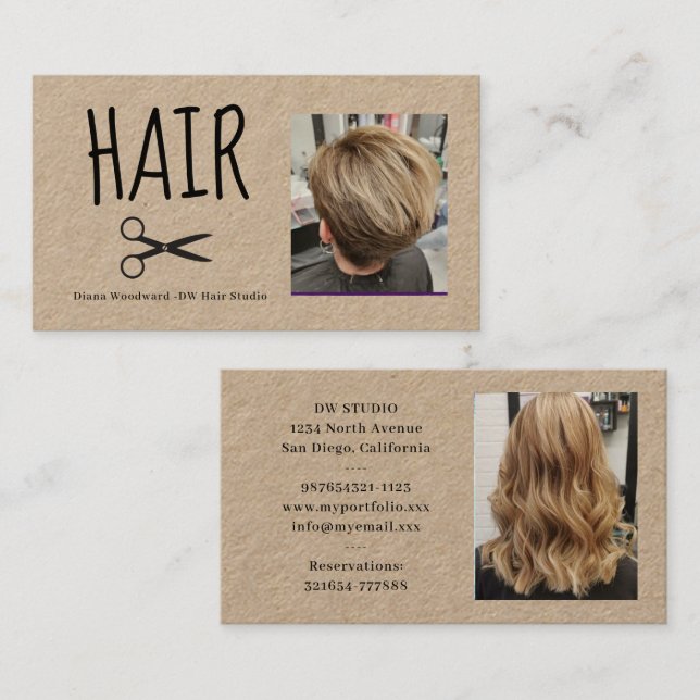 Foto-Friseur Kraft Visitenkarte (Vorne/Hinten)