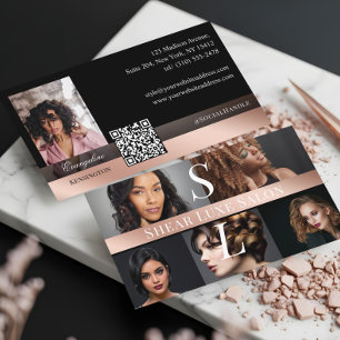 Foto Friseur Salon Stylist Luxus Monogramm Schwarz Visitenkarte