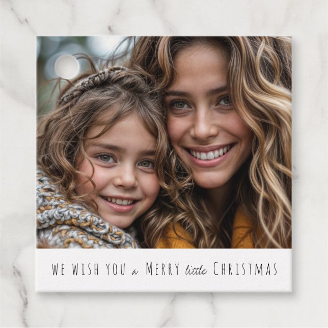 Foto Frohe kleine Weihnachten Geschenkanhänger (Vorderseite)