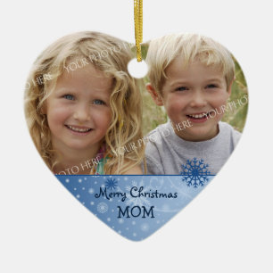 Foto-frohe Weihnacht-Mama-Verzierung Keramik Ornament