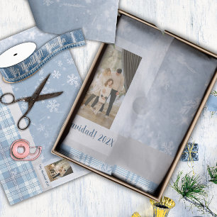 Foto Frohe Weihnachten Elegant Blau Seidenpapier