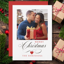 Foto Frohe Weihnachten Elegante Script Red