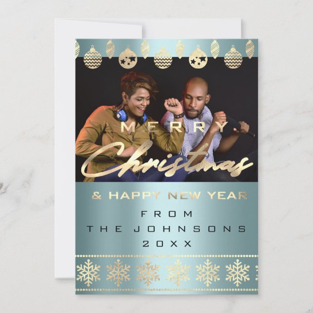 Foto Frohe Weihnachten Glück Neujahr Blau (Vorderseite)