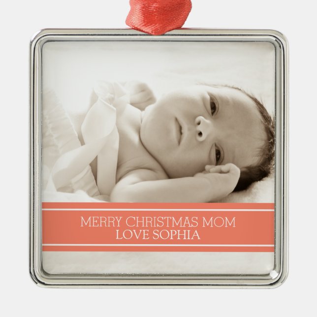 Foto Frohe Weihnachten Mama Ornament Coral (Vorne)