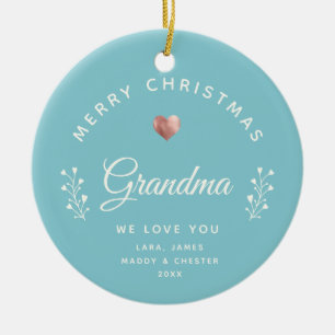 Foto Frohe Weihnachten Oma Rose Gold Light Aquamar Keramik Ornament