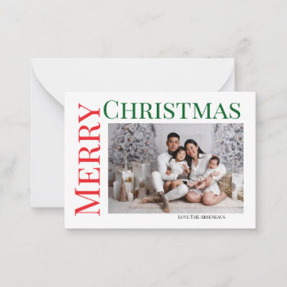 Foto Frohe Weihnachten Rot Grün Personalisieren Mitteilungskarte