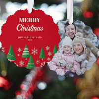 Foto Frohe Weihnachten Rot-Grün-Retro-Bäume