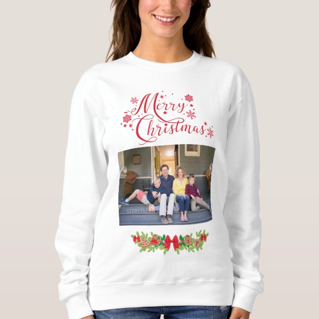 Foto frohe Weihnachten Sweatshirt (Vorderseite)