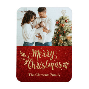 Foto Frohe Weihnachts-Gold-Script Magnet