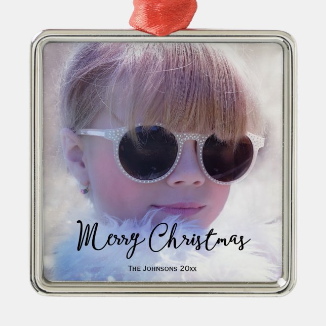 Foto Frohe Weihnachts-Premium-Platz-Ornamente Ornament Aus Metall (Vorne)