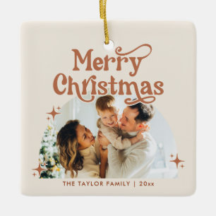 Foto frohe Weihnachtsfeier Keramikornament