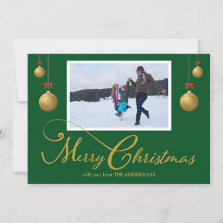 Foto frohe Weihnachtskalligrafie Grün Feiertagskarte