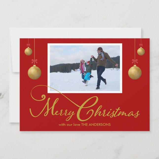 Foto frohe Weihnachtskalligraphie Feiertagskarte (Vorderseite)