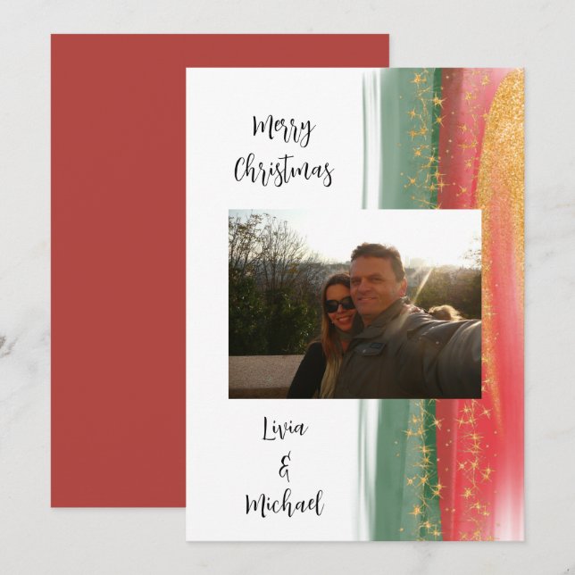 Foto Frohe Weihnachtskarte Einladung (Vorne/Hinten)