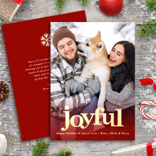 Foto Fröhliche Fette Schrift Weihnachten Rot Echtg Folien Feiertagskarte