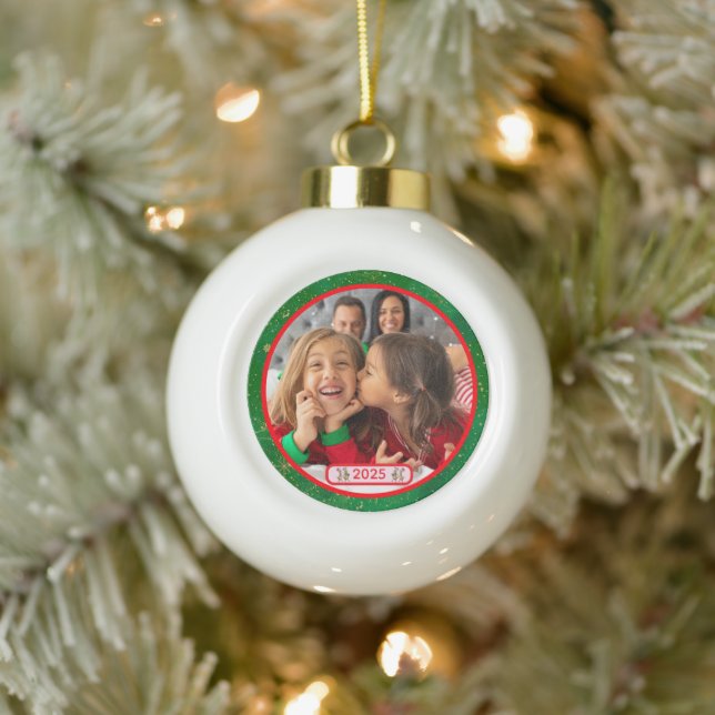 Foto Fun Stomping Rentiers Keramik Kugel-Ornament (Baum)