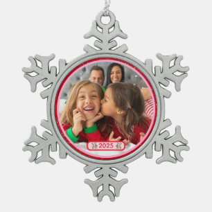 Foto Fun Stomping Rentiers Schneeflocken Zinn-Ornament