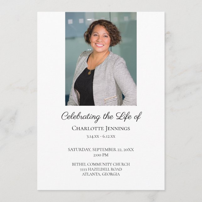 Foto Funeral Memorial Simple Order of Service Pro Programm (Vorderseite)