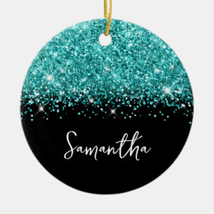 Foto für aquamarine Glitzer und schwarze Glam Keramik Ornament