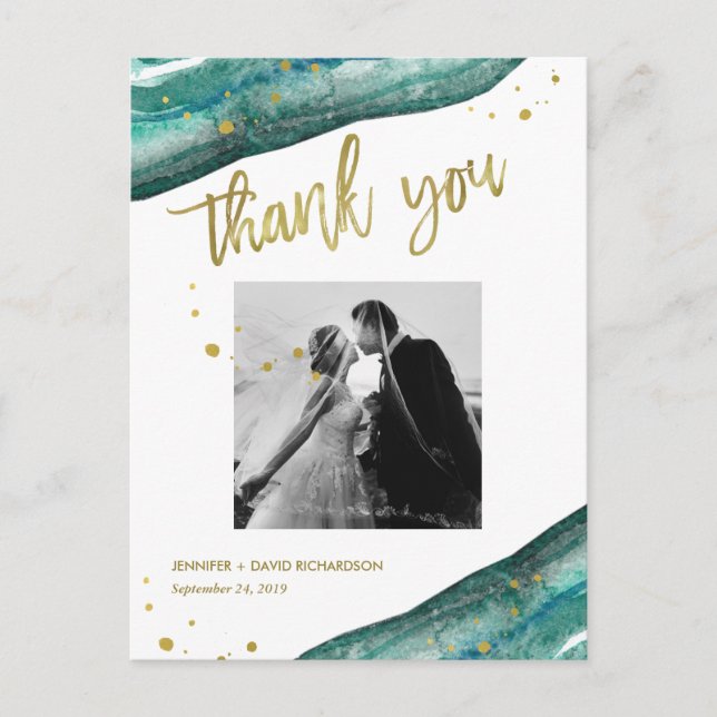Foto für aquamarine und Gold Geode Wedding Vielen  Postkarte (Vorderseite)