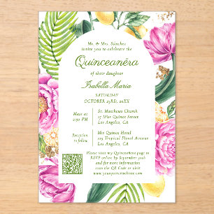 Foto für Aquarellfarben QR-Code Quinceñera Acryleinladungen