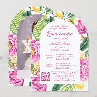 Foto für Aquarellfarben QR-Code Quinceñera Einladung
