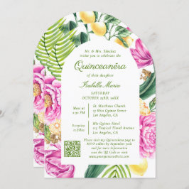 Foto für Aquarellfarben QR-Code Quinceñera Einladung