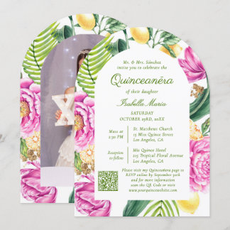 Foto für Aquarellfarben QR-Code Quinceñera Einladung