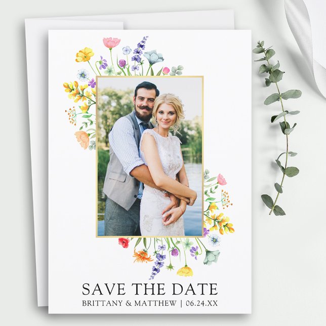 Foto für Aquarellfarben Save the Date (Customize to change text size, color, style or add more text to back of card.)