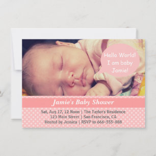 Foto für Baby-Party eines Mädchens mit rosa und we Einladung