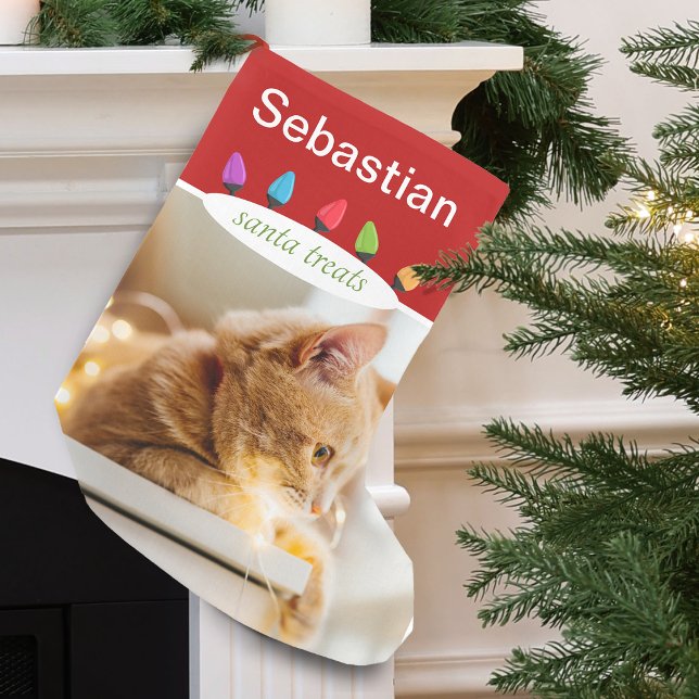 Foto für benutzerdefinierte Chat-Namen Kleiner Weihnachtsstrumpf (Custom Cat Name Photo Small Christmas Stocking)