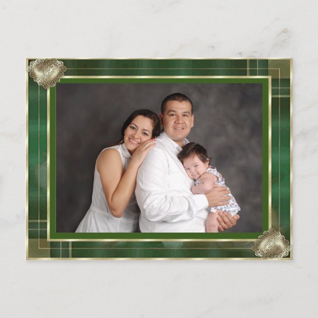 Foto für benutzerdefinierte Familie, Green Antique Postkarte (Vorderseite)