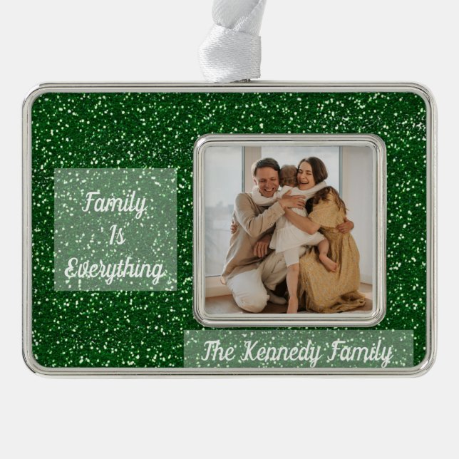 Foto für benutzerdefinierte Familie, Name und Zita Rahmen-Ornament Silber (Vorderseite)