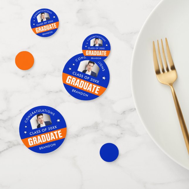 Foto für Blau und Orange Abschluss kundenspezifisc Konfetti (Gruppe)