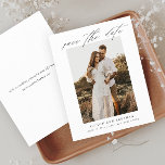 Foto für Budgetskripte Save the Date<br><div class="desc">Ein elegantes Skript-Foto Save the Date mit vertikalem Foto und minimalem Text. Klicken Sie auf Bearbeiten,  um dieses Design anzupassen.</div>