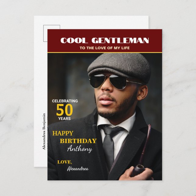 Foto für das Geburtstagsmagazin personalisieren Postkarte (Vorne/Hinten)