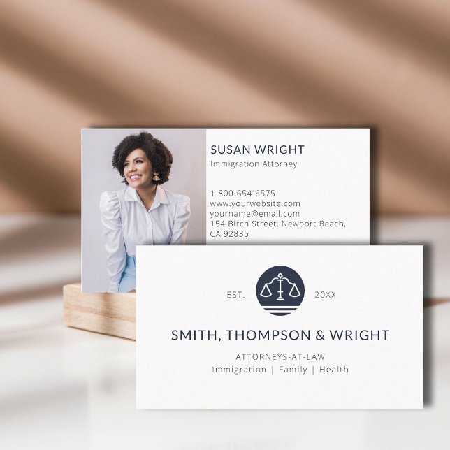 Foto für das Logohandwerk der Juristischen Anwälte Visitenkarte (law lawyer attorney paralegal professional business card logo social media classic navy year est)