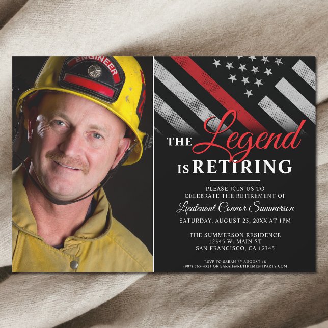 Foto für das Ruhestand von Feuerwehren Einladung (Firefighter Fire Department Retirement Photo Invitation)