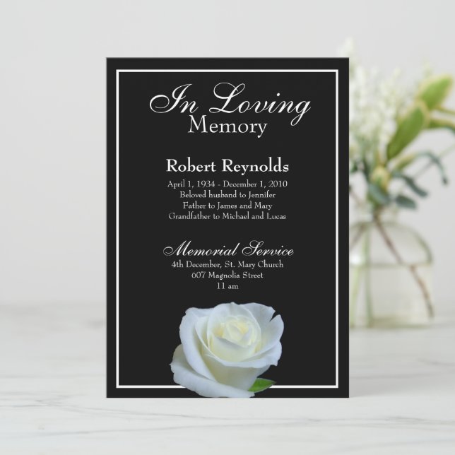 Foto für das Schwarz-Weiß-Gedächtnis oder Beerdigu Einladung (Stehend Vorderseite)