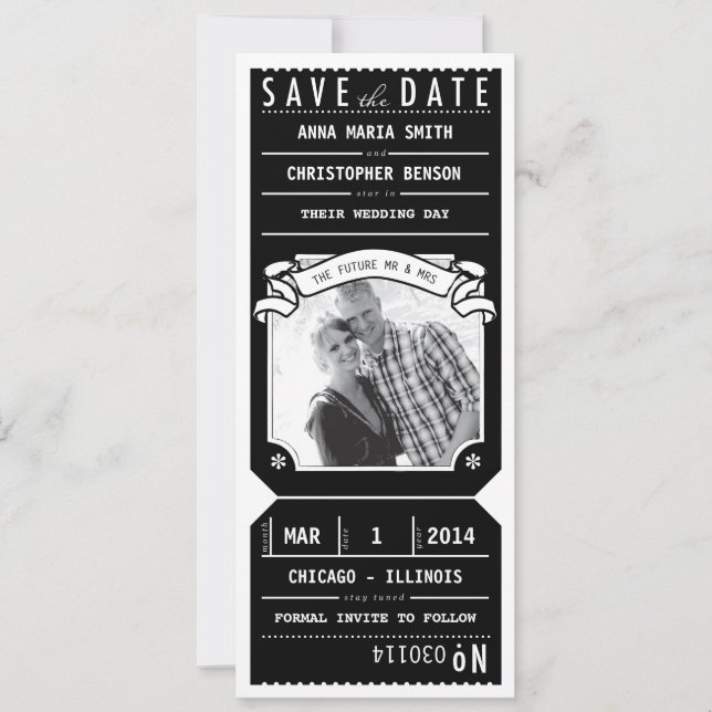 Foto für das Theater Playbill - Schwarz Rett Save The Date (Vorderseite)