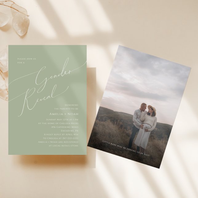 Foto für das Weichteilchen-Grüne-Baby-Geschlecht Einladung (Von Creator hochgeladen)