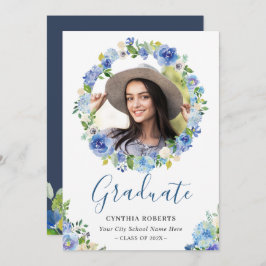 Foto für den Blumenkranz des Navy Blue Watercolor Einladung