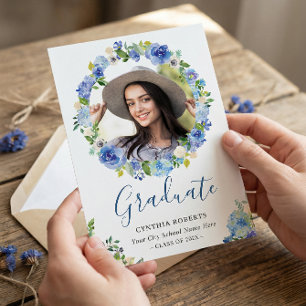 Foto für den Blumenkranz des Navy Blue Watercolor Einladung
