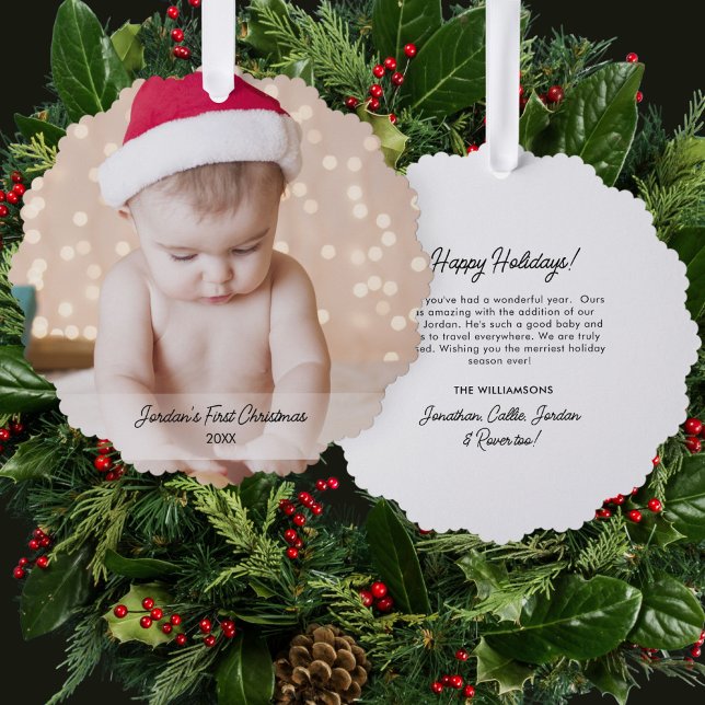 Foto für den ersten Weihnachtsurlaub des Babys - B Ornament Karte (Von Creator hochgeladen)